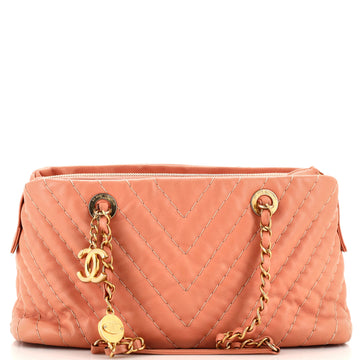 Chanel Surpique CC Charm Tote Chevron Iridescent Calfskin Small