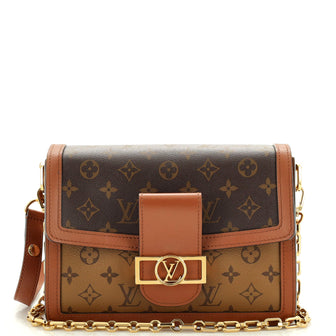Louis Vuitton Dauphine Shoulder Bag Reverse Monogram Canvas mm Brown