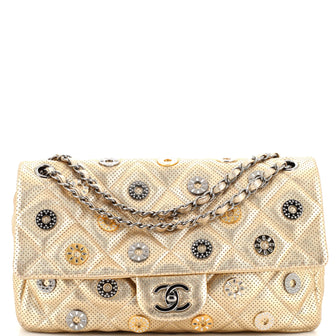 Chanel Paris-Dubai Medals Flap Bag Embellished Quilted Perforated Lambskin Medium
