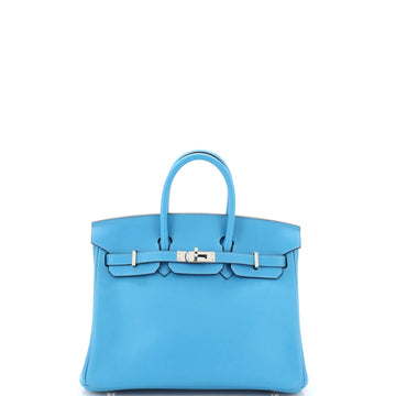 Hermes Birkin Handbag Blue Swift with Palladium Hardware 25