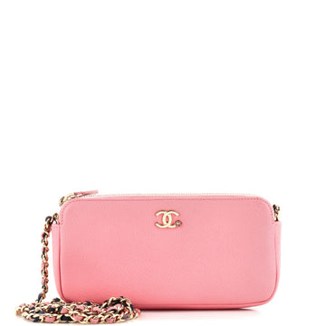 Chanel Double Zip Clutch with Chain Goatskin