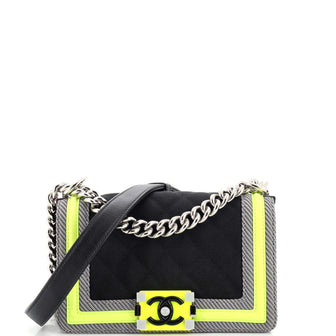 Chanel Fluo Boy Flap Bag Quilted Canvas Small