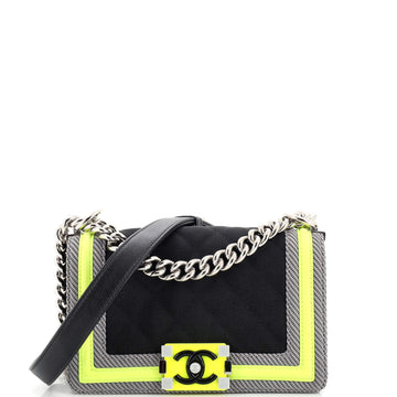 Chanel Fluo Boy Flap Bag Quilted Canvas Small