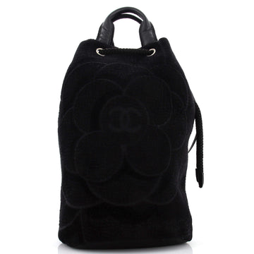 Chanel Camellia Beach Drawstring Sling Backpack Terry Cloth Large