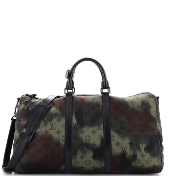 Louis Vuitton Keepall Bandouliere Bag Limited Edition Camouflage Monogram Nylon 50