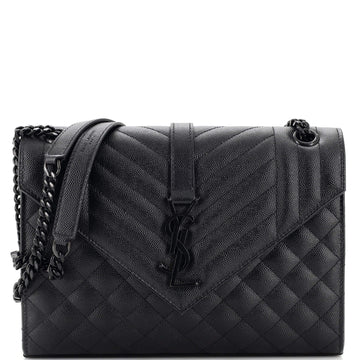 Saint Laurent Classic Monogram Envelope Satchel Mixed Matelasse Leather Medium