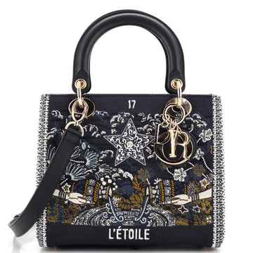Christian Dior Tarot Lady Dior Bag Embellished Canvas Medium