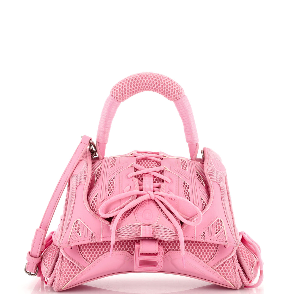 Balenciaga SneakerHead Top Handle Bag Mesh and Faux Leather Small Pink  2240411
