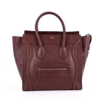 Celine Luggage Handbag Smooth Leather Mini Red 2240602