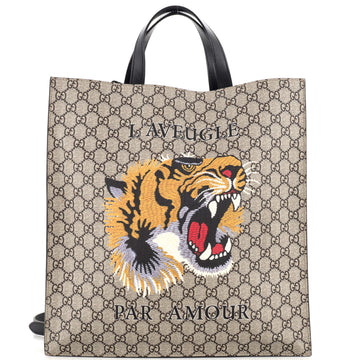 Gucci Convertible Soft Open Tote Printed GG Coated Canvas Tall