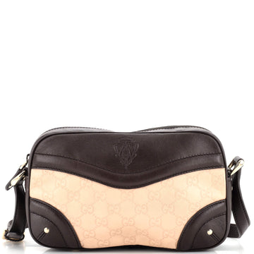Gucci Logo Crest Camera Bag (Outlet) Leather with Guccissima Detail Medium