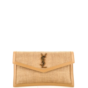 Saint Laurent Uptown Pouch Woven Raffia