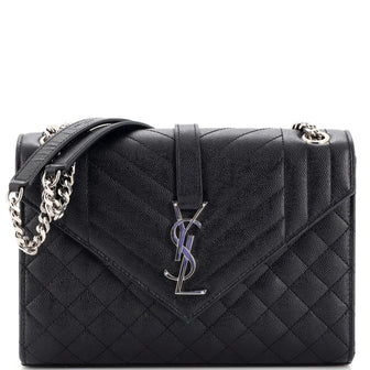 Saint Laurent Classic Monogram Envelope Satchel Mixed Matelasse Leather Medium