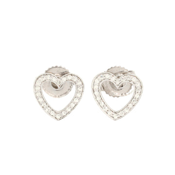 Tiffany & Co. Open Heart Stud Earrings 18K White Gold and Diamonds