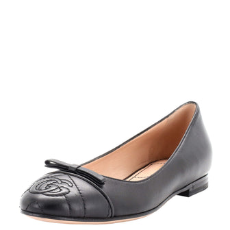 Gucci Women's GG Cap Toe Ballet Flats Leather with Matelasse Detail