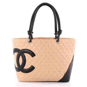 Chanel Cambon Tote Quilted Leather Large Neutral 2241001