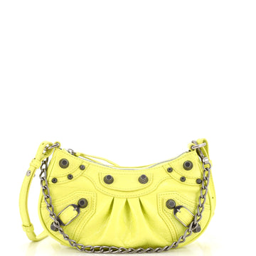 Balenciaga Le Cagole Giant Studs Shoulder Bag Crocodile Embossed Leather Mini