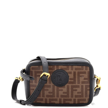 Fendi FF Logo Stamp Camera Bag Zucca Coated Canvas Mini