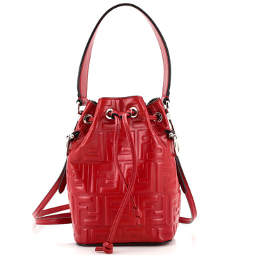 Fendi Mon Tresor Bucket Bag Zucca Embossed Leather Mini