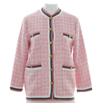 Gucci Women's Four Pocket Collarless Jacket Tweed