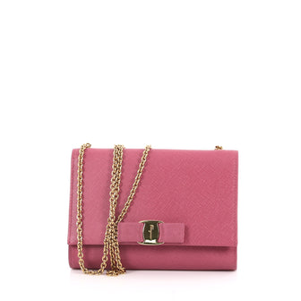 Salvatore Ferragamo Ginny Crossbody Bag Saffiano Leather Small Pink 2241801