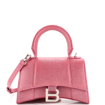 Balenciaga Hourglass Top Handle Bag Glitter Leather XS