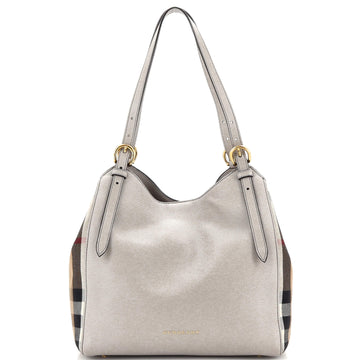 Burberry Canterbury Tote Leather and House Check Canvas Small