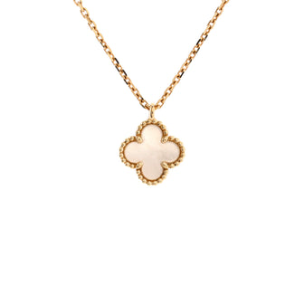 Van Cleef & Arpels Sweet Alhambra Pendant Necklace 18K Yellow Gold and Mother of Pearl