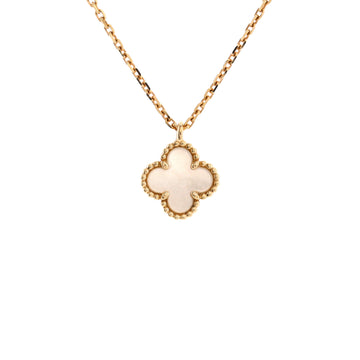 Van Cleef & Arpels Sweet Alhambra Pendant Necklace 18K Yellow Gold and Mother of Pearl