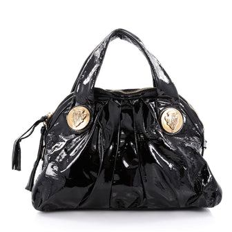 Gucci Hysteria Top Handle Bag Patent Leather Small Black 2242301