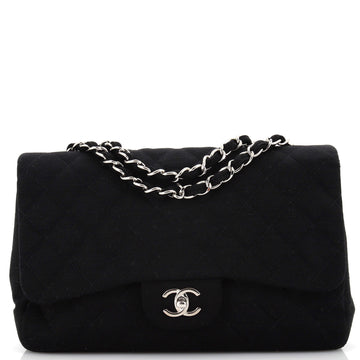 Chanel Vintage Classic Single Flap Bag Quilted Jersey Jumbo