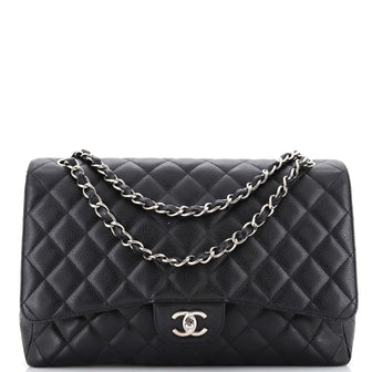 Chanel Classic Single Flap Bag Quilted Caviar Maxi