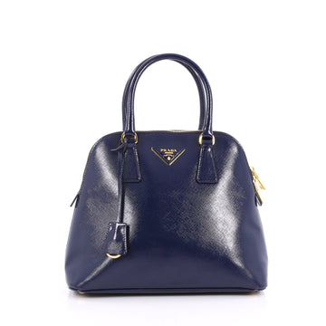 Prada Zip Around Convertible Dome Satchel Vernice Blue 2242601