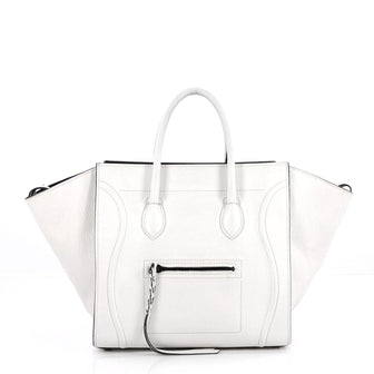 Celine Phantom Handbag Grainy Leather Medium White 2242604