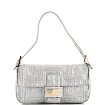 Fendi Baguette Bag Logo Embossed Leather Small