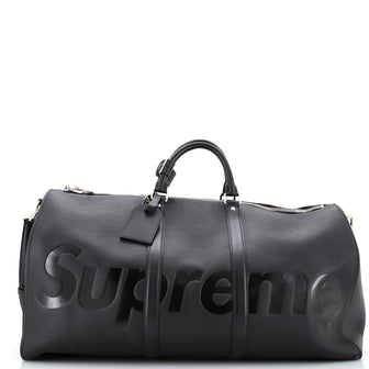 Louis Vuitton x Supreme Black Epi Leather Keepall Bandouliere 55
