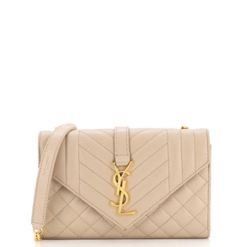 Saint Laurent Classic Monogram Envelope Satchel Mixed Matelasse Leather Small