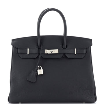 Hermes Birkin Handbag Black Togo with Palladium Hardware 35