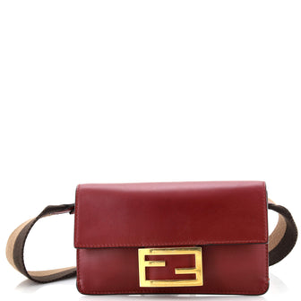 Flat Pouch - Brown leather pouch, Fendi