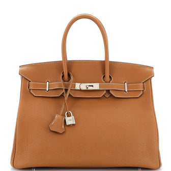 Hermes Birkin Handbag Brown Togo with Palladium Hardware 35