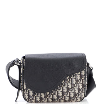 Christian Dior Saddle Flap Messenger Bag Oblique Canvas and Leather Mini
