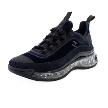 Chanel Women's CC Cap Toe Logo Sneakers Suede and Mixed Fibers