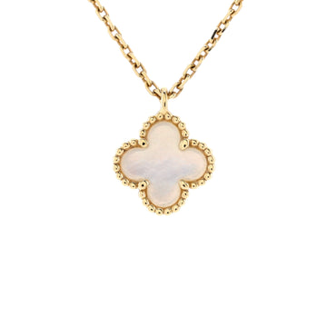 Van Cleef & Arpels Sweet Alhambra Pendant Necklace 18K Yellow Gold and Mother of Pearl