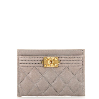 Chanel Boy Card Holder Quilted Caviar