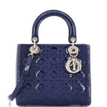 Christian Dior Lady Dior Bag Cannage Quilt Patent Medium