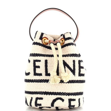 Celine Drawstring Bucket Bag Logo All Over Textile Teen