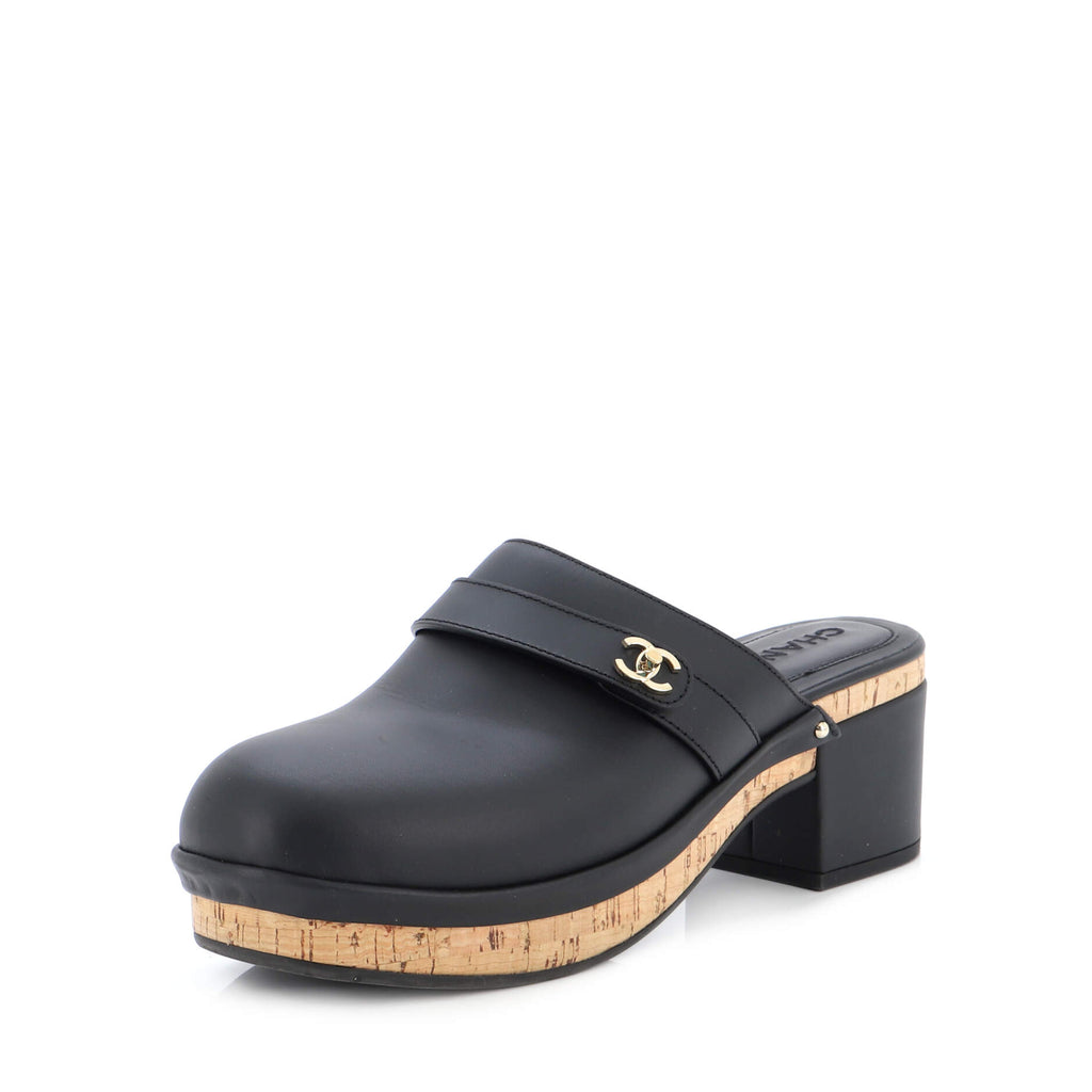 CHANEL, Shoes, Chanel Womens Cc Turnlock Clogs Leather Black