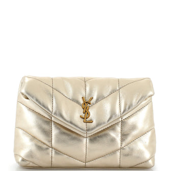 Saint Laurent LouLou Puffer Clutch Leather Small