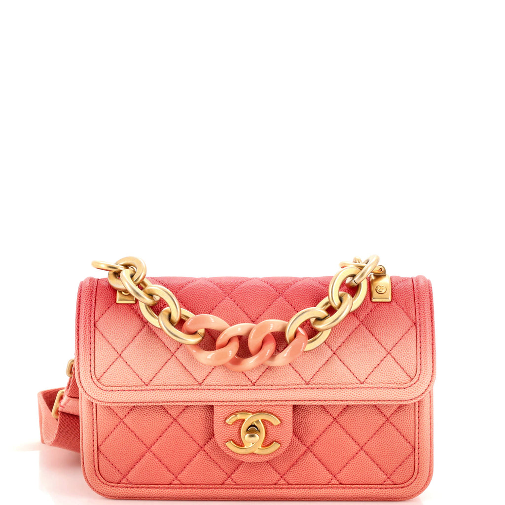 Chanel Sunset on the Sea Medium Flap Handbag Pink Leather