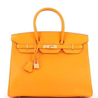 Hermes Birkin Handbag Yellow Epsom with Gold Hardware 35
